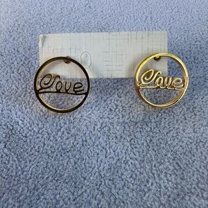 New Stainless Steel Gold Love Hoop Earrings